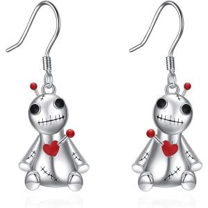 YFN Gothic Earrings Sterling Silver Voodoo Doll/Ouija Board Earrings Goth Wiccan Jewelry Witchy Gifts for Women(Voodoo Dangle)