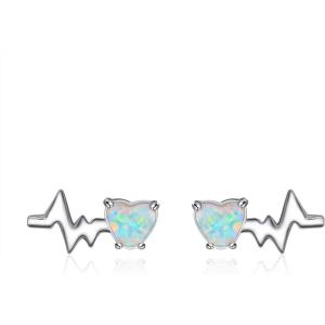 YFN Nursing Themed Stud Earrings Sterling Silver Jewelry Gift for Nurse(Heartbeat EKG)