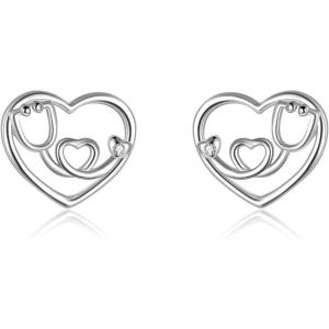 YFN Nursing Themed Stud Earrings Sterling Silver Jewelry Gift for Nurse(Stethoscope)