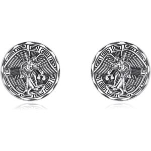 YFN Saint Michael Earrings Sterling Silver Religious Protector Earrings St Michael Archangel Jewelry Gifts for Women Men(A-St Michael Stud)