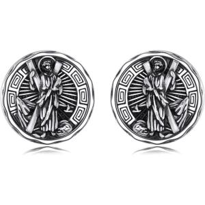 YFN Saint Michael Earrings Sterling Silver Religious Protector Earrings St Michael Archangel Jewelry Gifts for Women Men(B-St Andrew Stud)
