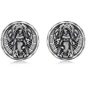 YFN Saint Michael Earrings Sterling Silver Religious Protector Earrings St Michael Archangel Jewelry Gifts for Women Men(G-Saint Francis)