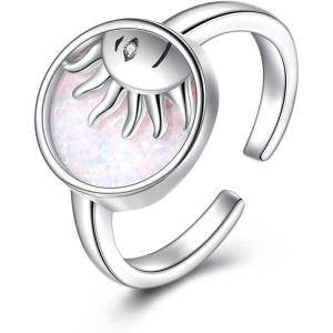 YFN Sterling Silver Animal Rings Adjustable Open Rings Jewelry Gifts For Women Men(Sun)
