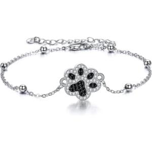 YFN Sterling Silver Bracelets Sunflower/Cardinal/Paw Print/Evil Eye Gifts for Women(Paw Print 1 Charm)