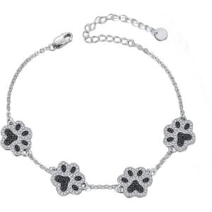 YFN Sterling Silver Bracelets Sunflower/Cardinal/Paw Print/Evil Eye Gifts for Women(Paw Print)