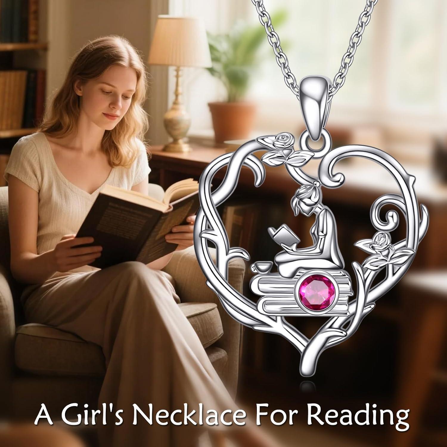 image:imageYFN 925 Sterling Silver Book Lover Necklace Reading Pendant for Women Graduation Gift Jewelry for Student Friends ClassmateB07 July