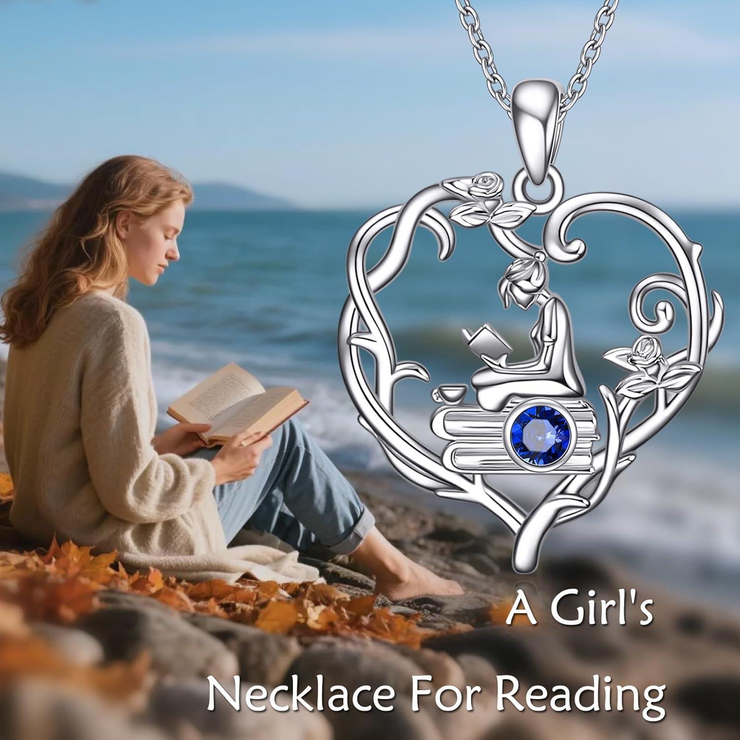 image:imageYFN 925 Sterling Silver Book Lover Necklace Reading Pendant for Women Graduation Gift Jewelry for Student Friends ClassmateB09 September