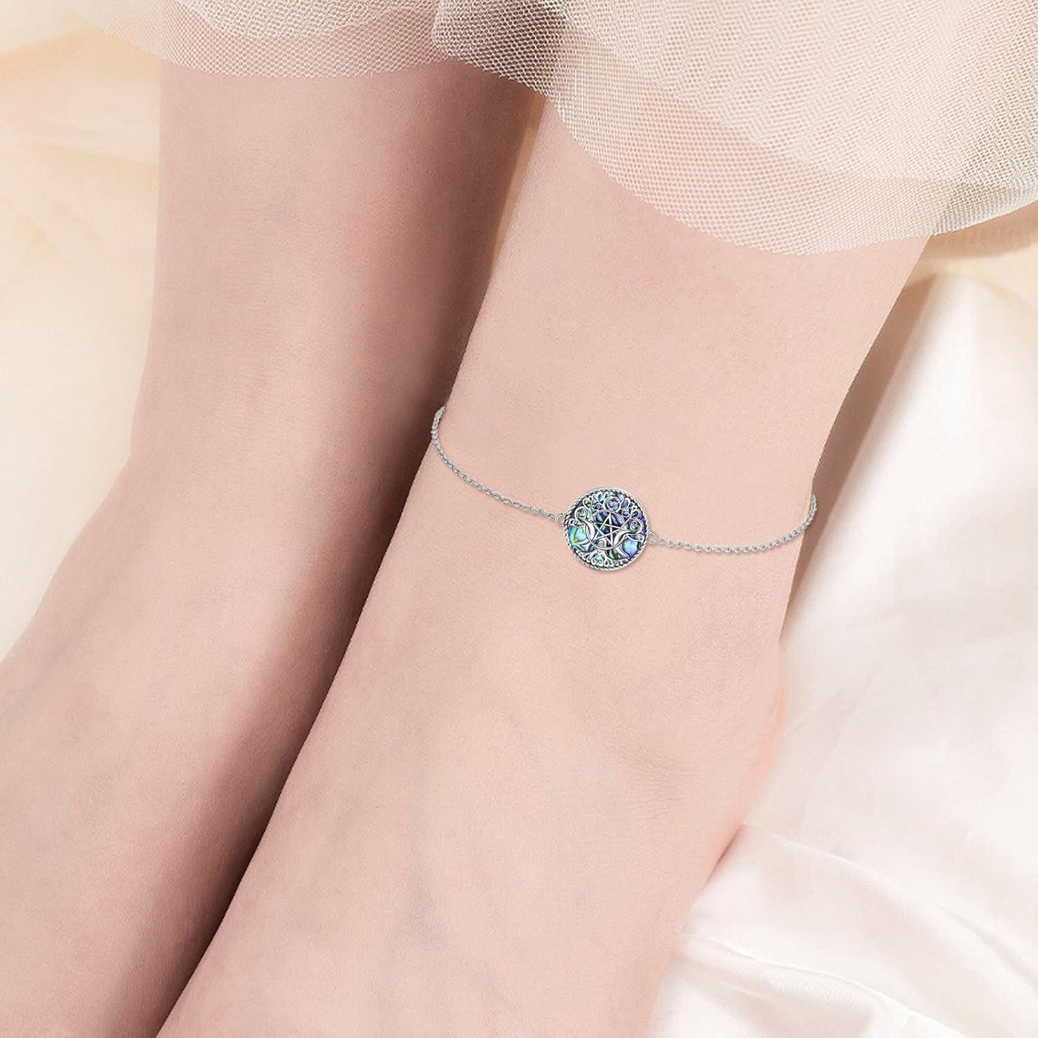 image:imageYFN Ankle Bracelets for Women Sterling Silver Triple Moon Butterfly Bird Charm Anklet Chain Bracelet Beach Foot Jewelry for WomenSterling Silver