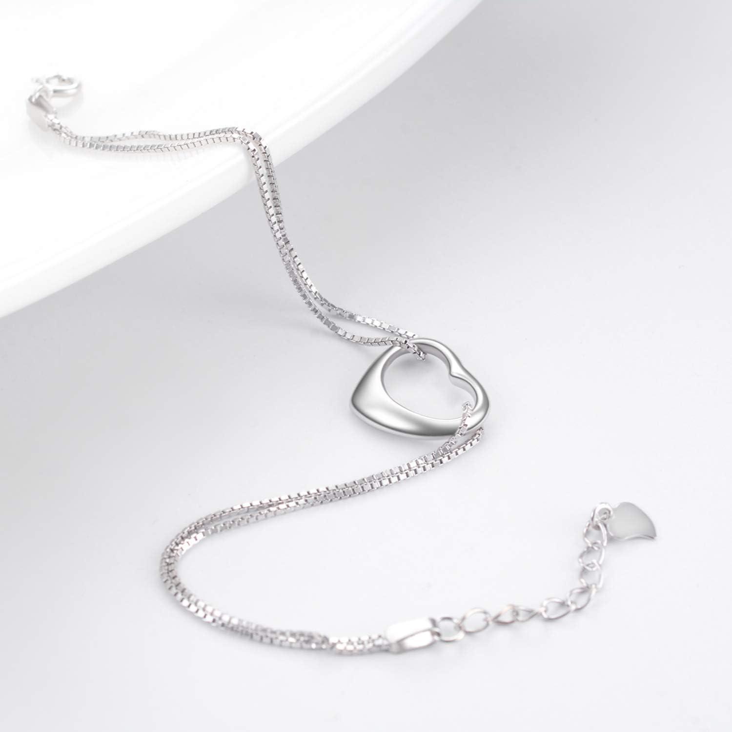 image:imageYFN Anklets Bracelet for Women Sterling Silver Butterfly Heart Tree Hummingbird Cardinal Anklet Charm Chain Bracelet Beach Foot Jewelry for WomenSilverHeart Anklet Bracelets for Women
