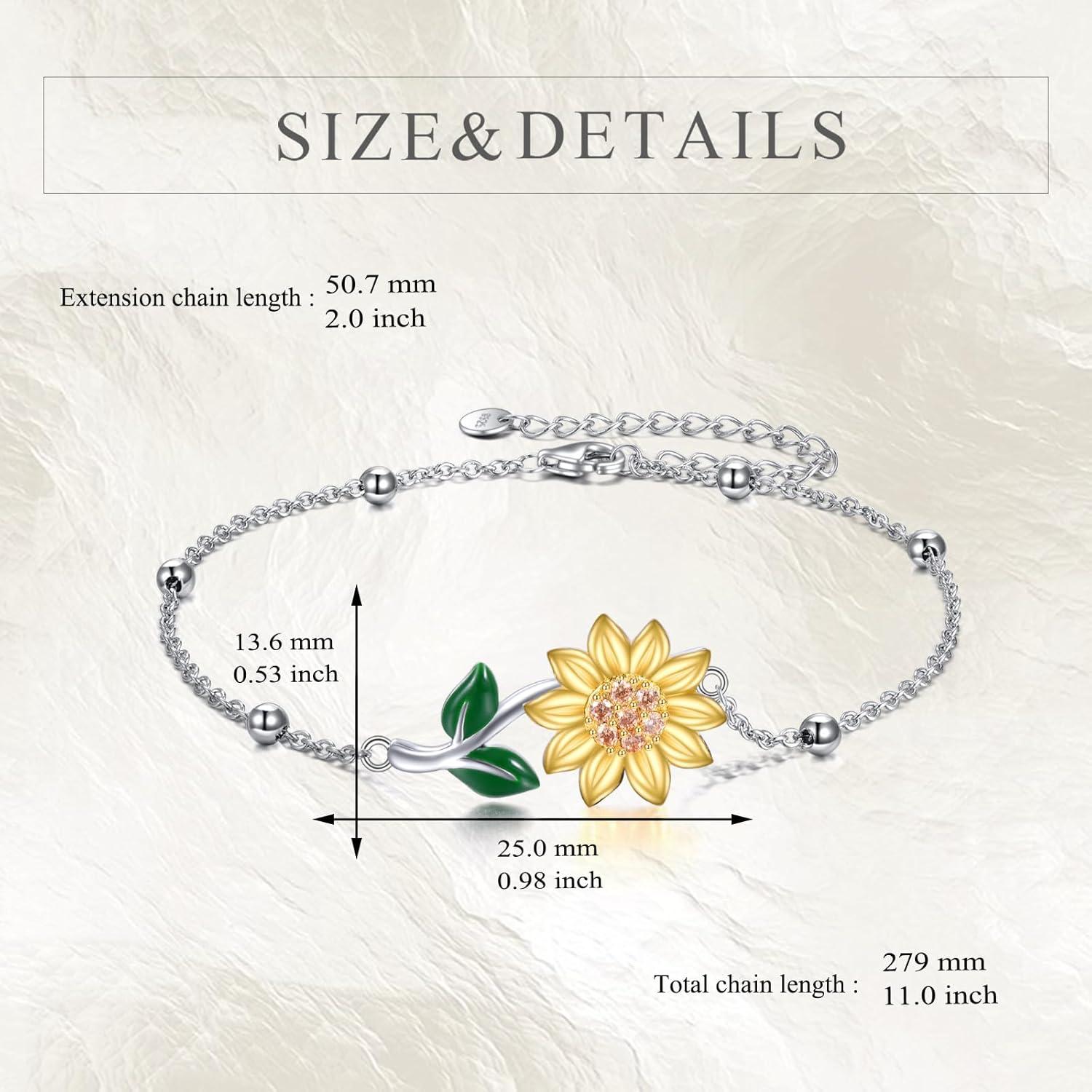 image:imageYFN Anklets Bracelet for Women Sterling Silver Butterfly Heart Tree Hummingbird Cardinal Anklet Charm Chain Bracelet Beach Foot Jewelry for WomenSunflower Ankle Bracelets for Women