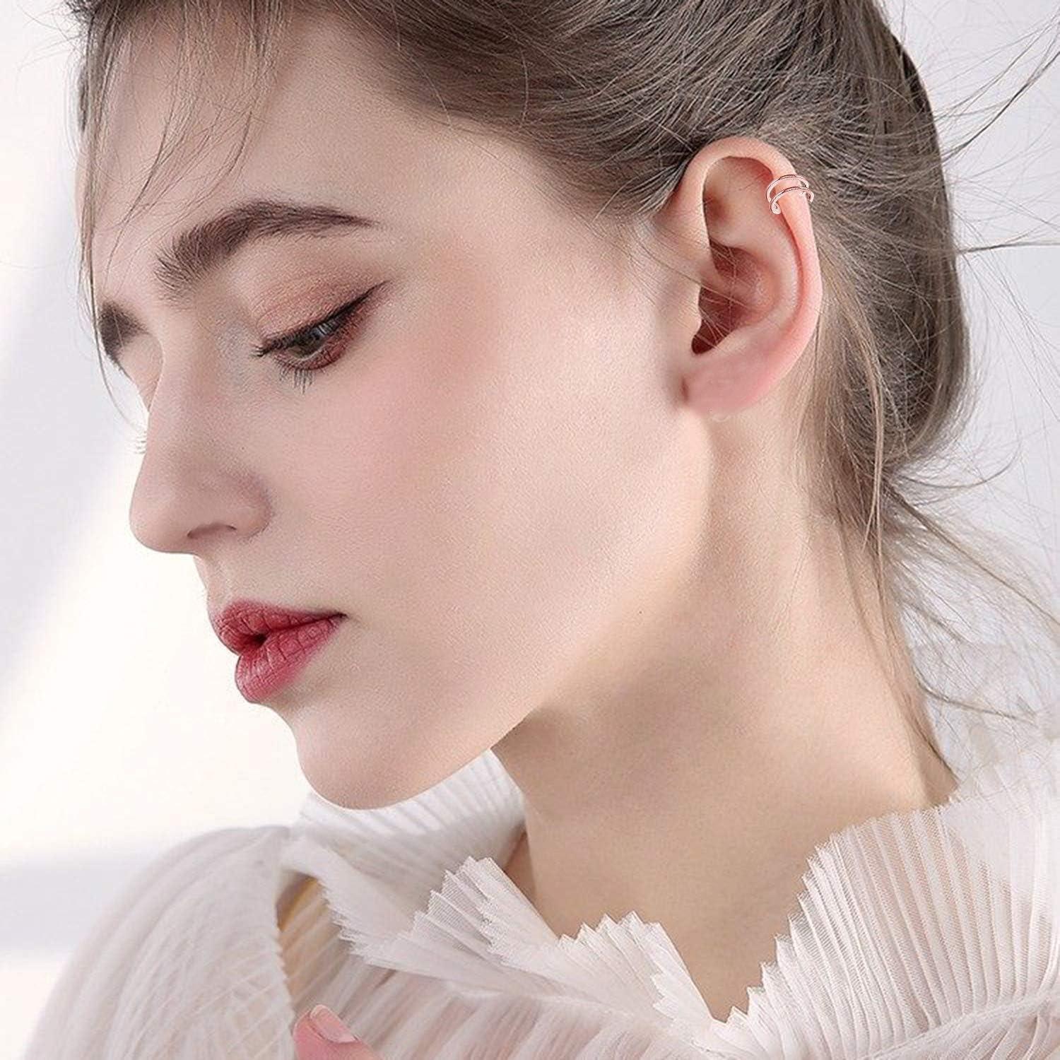 image:imageYFN Ear Cuff Wrap Earrings 925 Sterling Silver Non Pierced Cartilage Earring for Women Jewelry Giftsrose gold tone