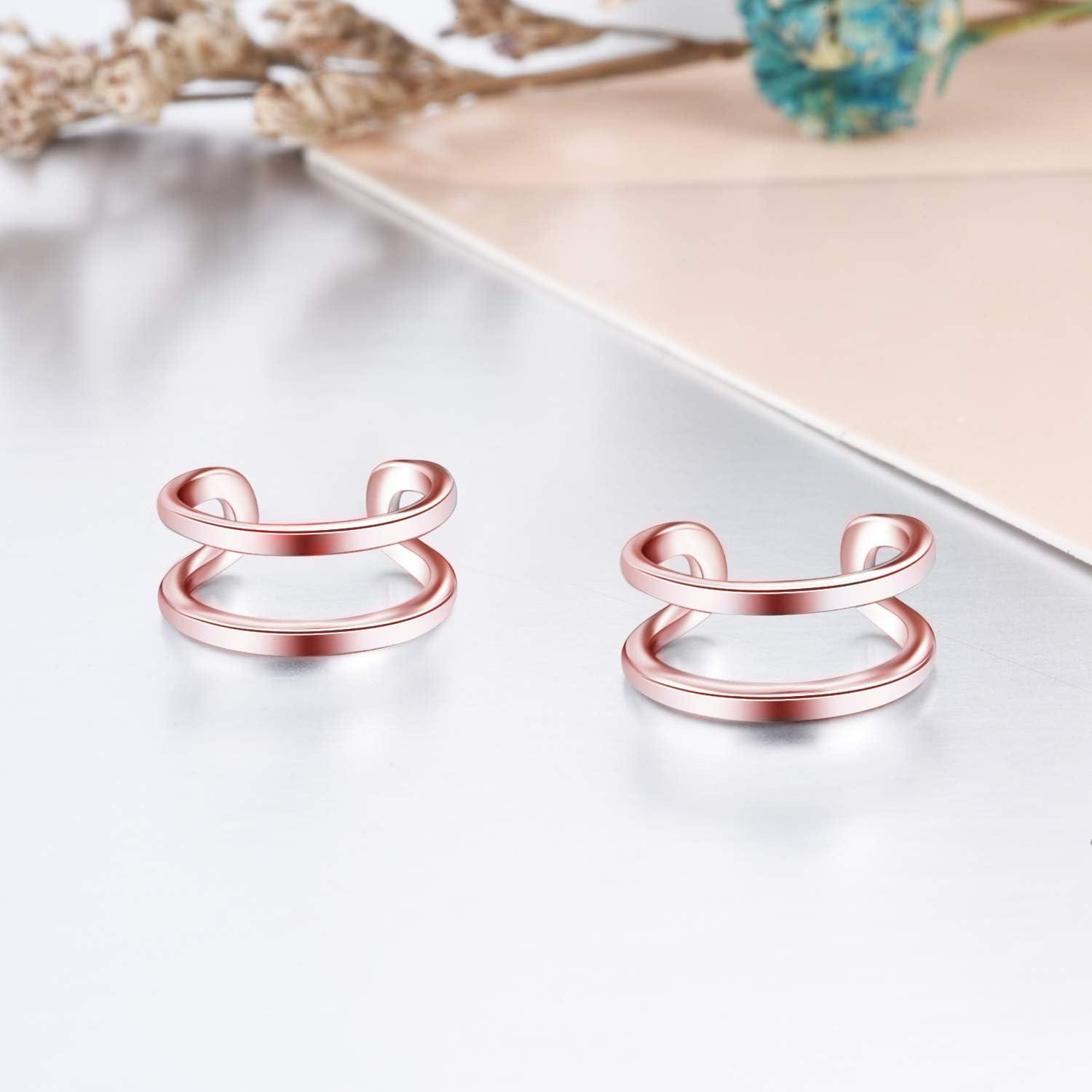 image:imageYFN Ear Cuff Wrap Earrings 925 Sterling Silver Non Pierced Cartilage Earring for Women Jewelry Giftsrose gold tone