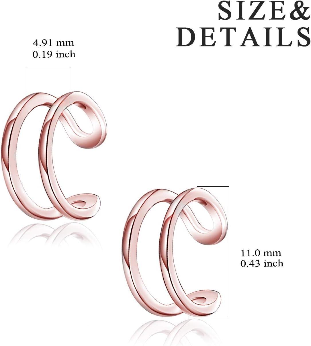 image:imageYFN Ear Cuff Wrap Earrings 925 Sterling Silver Non Pierced Cartilage Earring for Women Jewelry Giftsrose gold tone