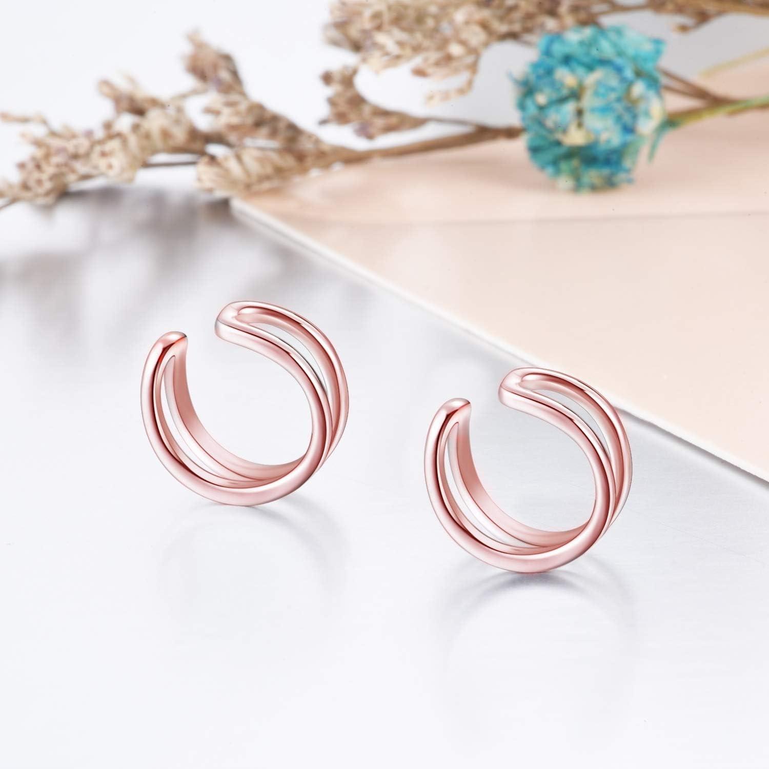 image:imageYFN Ear Cuff Wrap Earrings 925 Sterling Silver Non Pierced Cartilage Earring for Women Jewelry Giftsrose gold tone