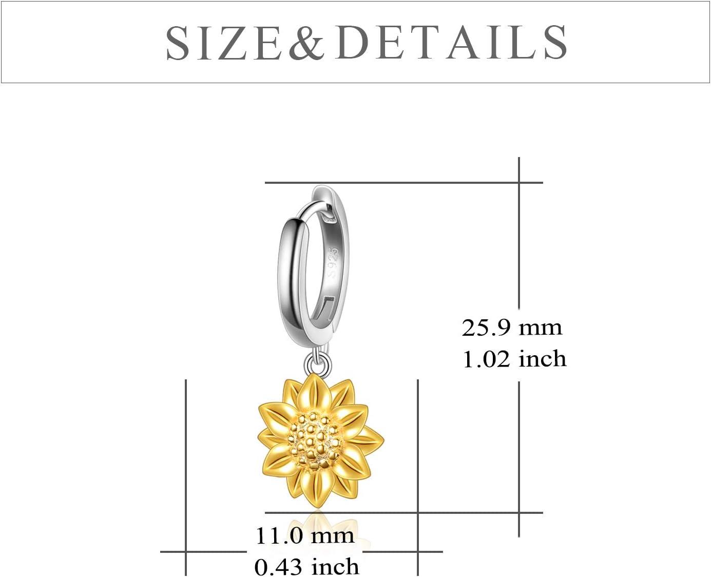 image:imageYFN Gold Sunflower Earrings Sterling Silver Sunflower Dangle Huggie Hoop Earrings Jewelry Gifts for Women