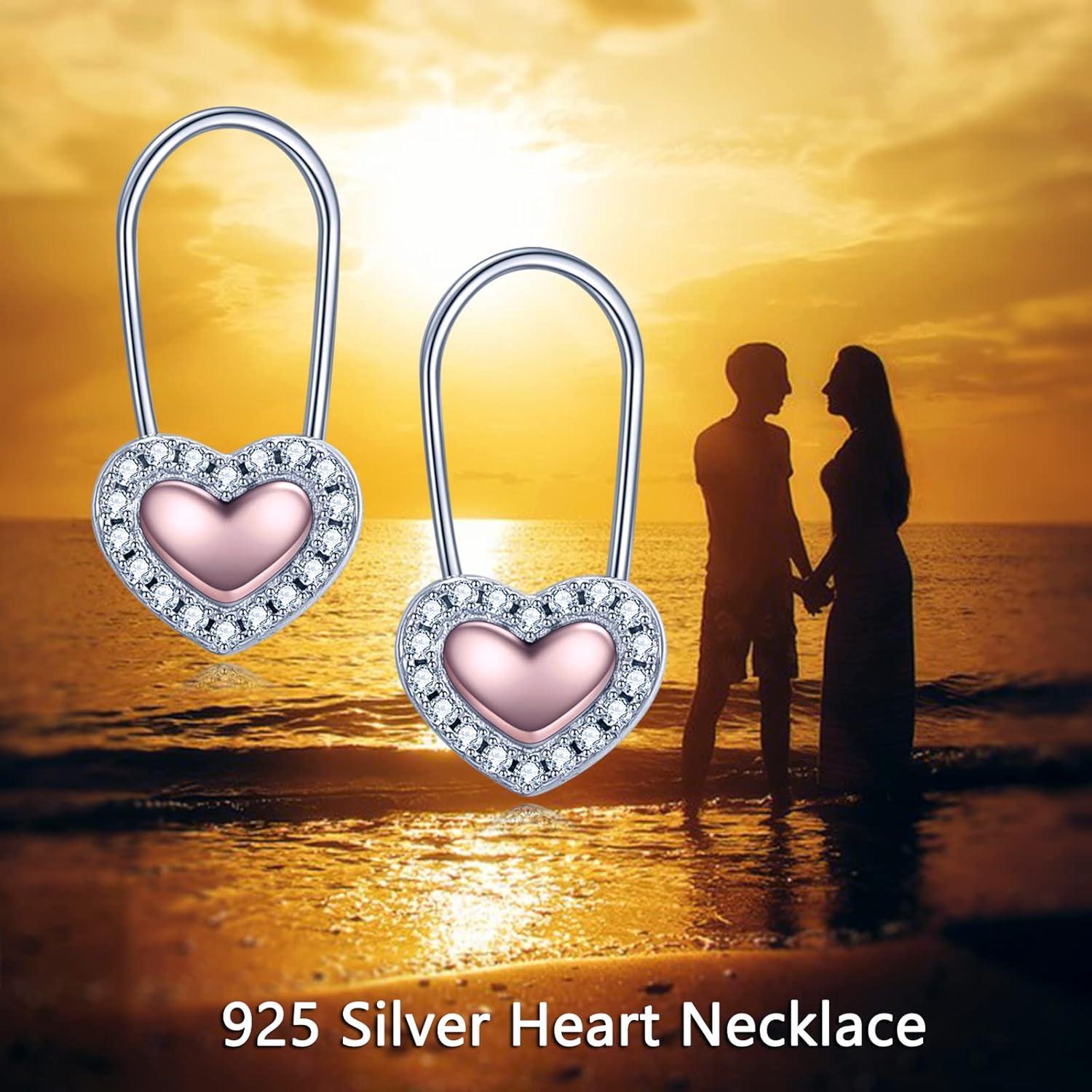 image:imageYFN Heart Safety Pin Earrings Sterling Silver Hoop Earrings for Women Drop Dangle Earring Gifts