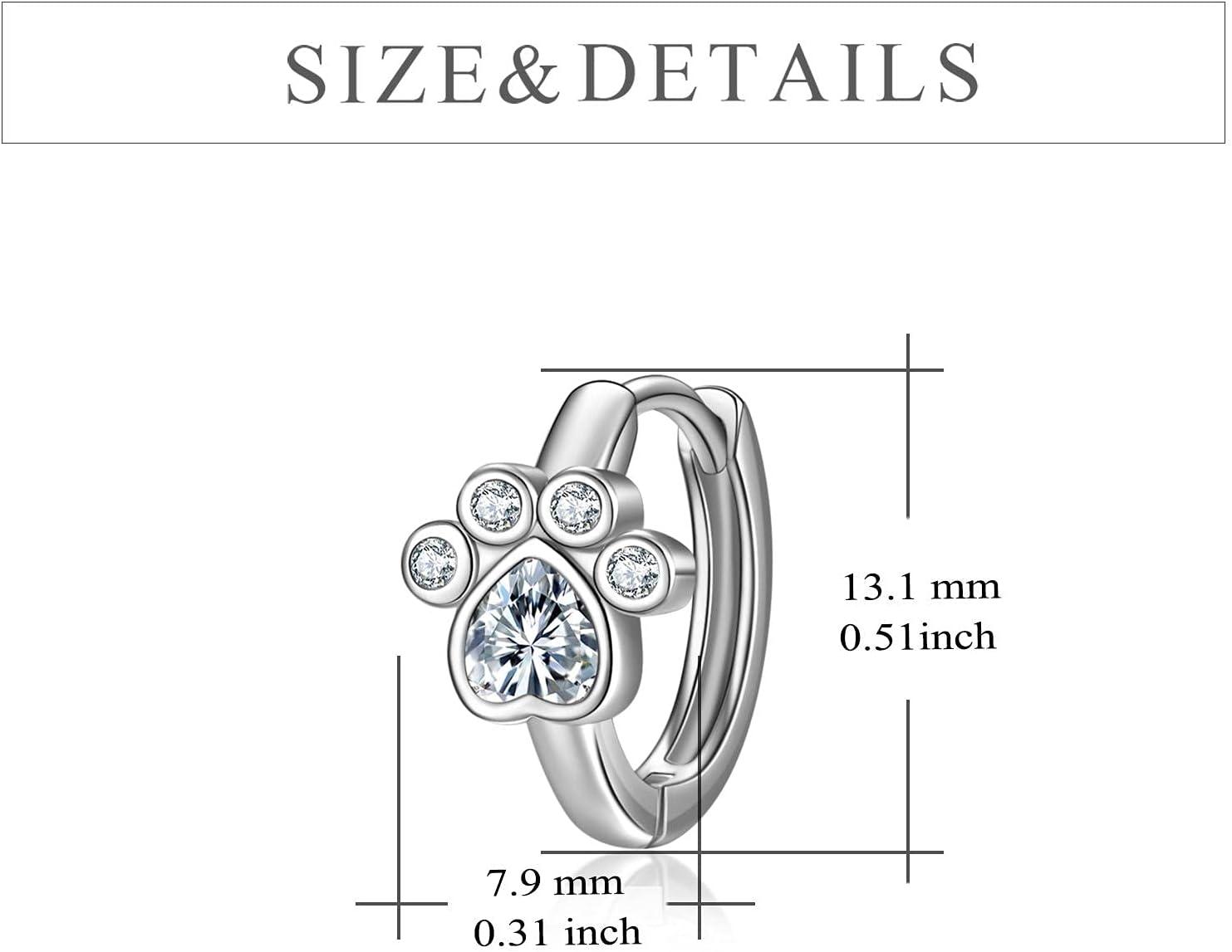 image:imageYFN Paw Print Earrings 925 Sterling Silver Pet Paw Huggie Hoop Earrings Tiny Cute Jewelry Gift for Women