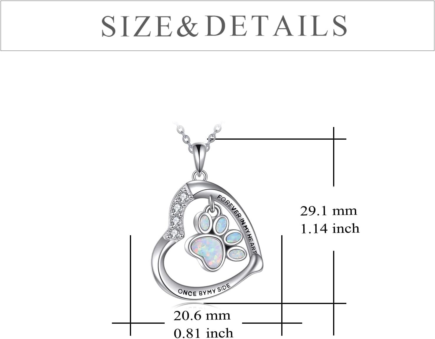 image:imageYFN Paw Print Necklace Sterling Silver Dog Cat Charms Pendant Cremation Jewelry Cat Dog Memorial Gifts for Women GirlsWhite Opal Paw Urn