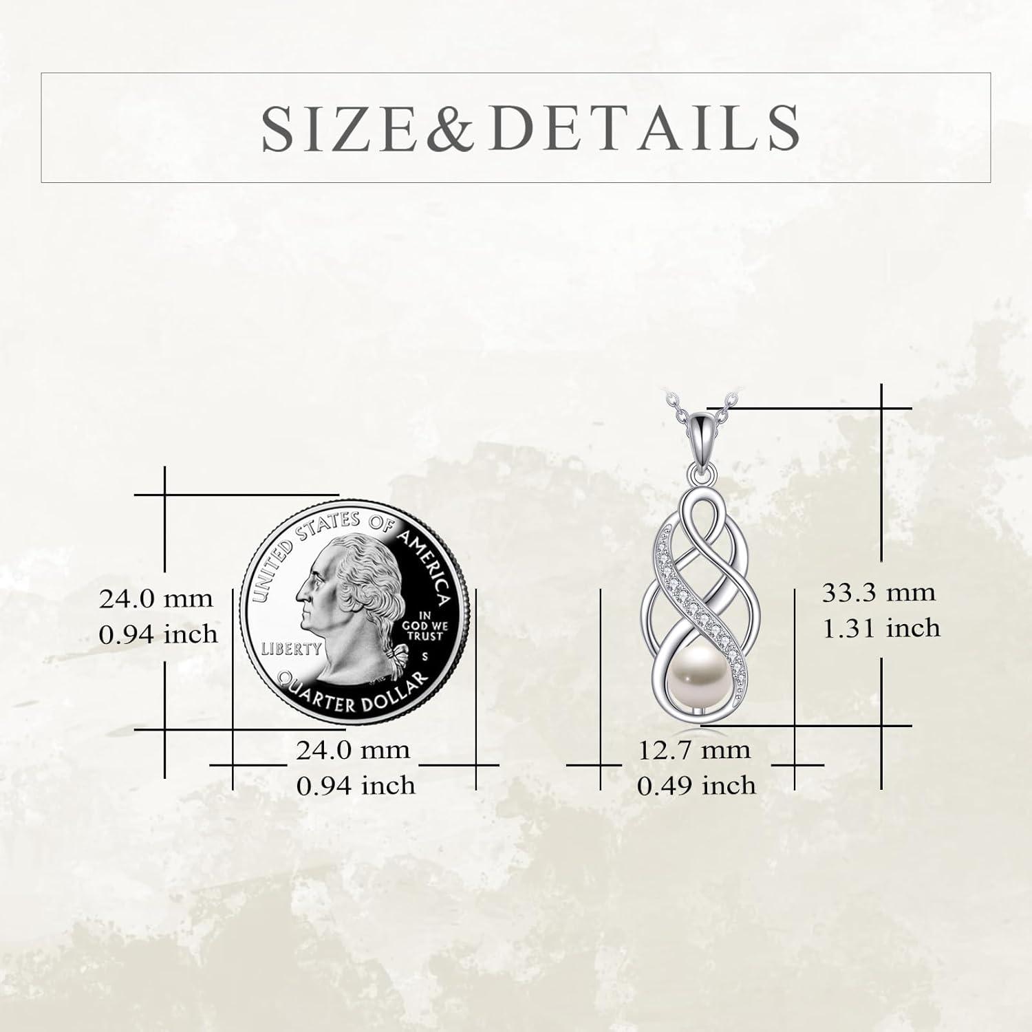 image:imageYFN Pearl Celtic Necklace S925 Sterling Silver for Women Anniversary Irish Celtic Knot Jewelry Present for Women Birthday Gifts7mm Pearl Celtic Necklace