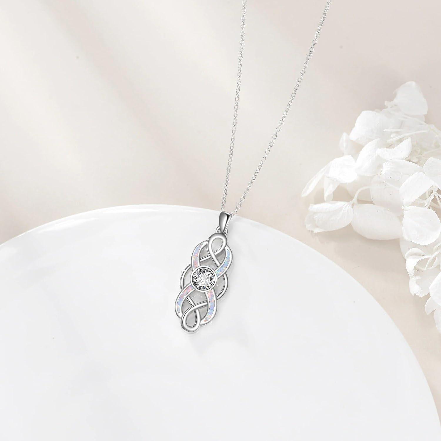 image:imageYFN Pearl Celtic Necklace S925 Sterling Silver for Women Anniversary Irish Celtic Knot Jewelry Present for Women Birthday GiftsCeltic Knot Necklace