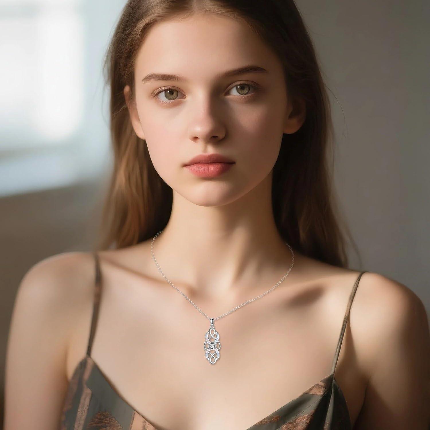 image:imageYFN Pearl Celtic Necklace S925 Sterling Silver for Women Anniversary Irish Celtic Knot Jewelry Present for Women Birthday GiftsCeltic Knot Necklace