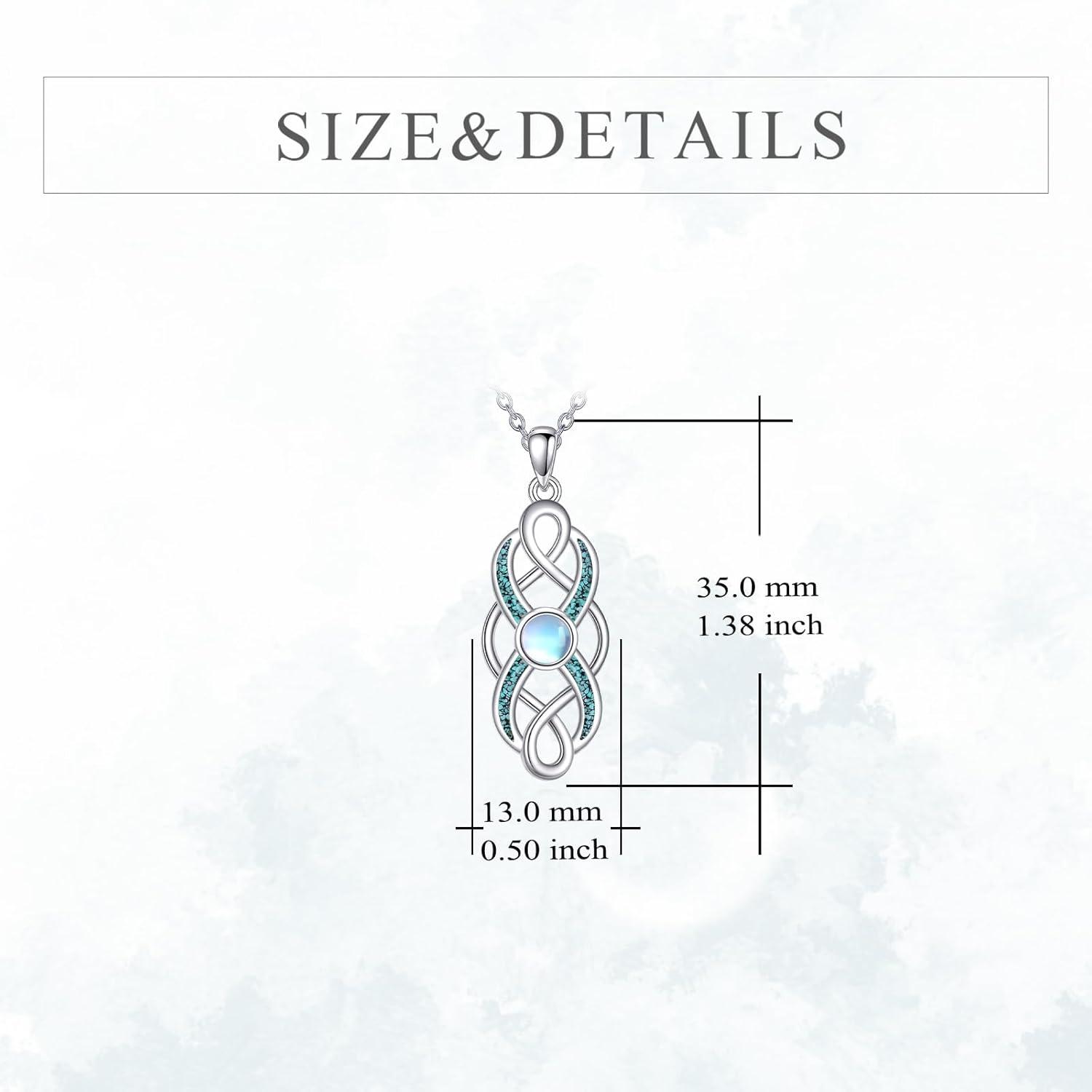 image:imageYFN Pearl Celtic Necklace S925 Sterling Silver for Women Anniversary Irish Celtic Knot Jewelry Present for Women Birthday GiftsTurquoise Moonstone Celtic Knot Necklace