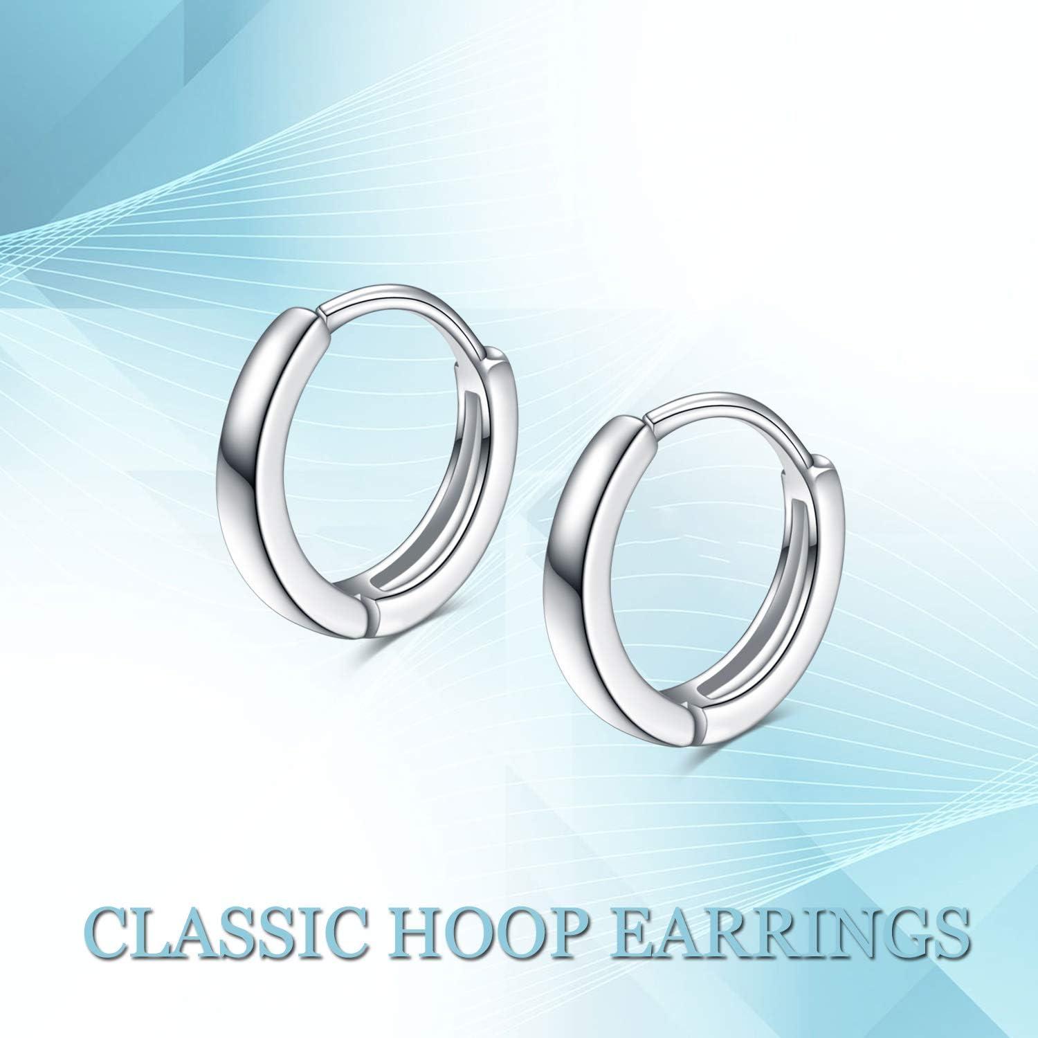 image:imageYFN Sterling Silver Cartilage Hoop Hypoallergenic Tiny Small Earrings for Women 13mmSilver