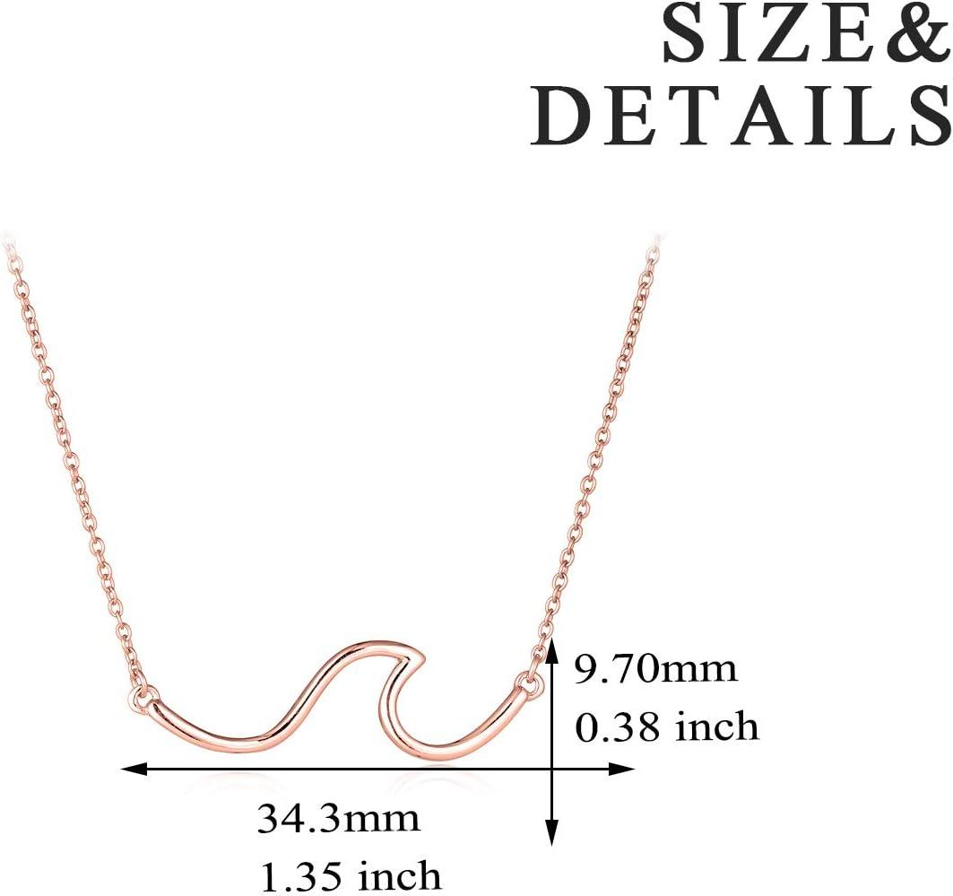 image:imageYFN Wave Necklace Sterling Silver Ocean Wave Necklace Ocean Jewelry Beach Choker Necklace for Women Giftsrose gld