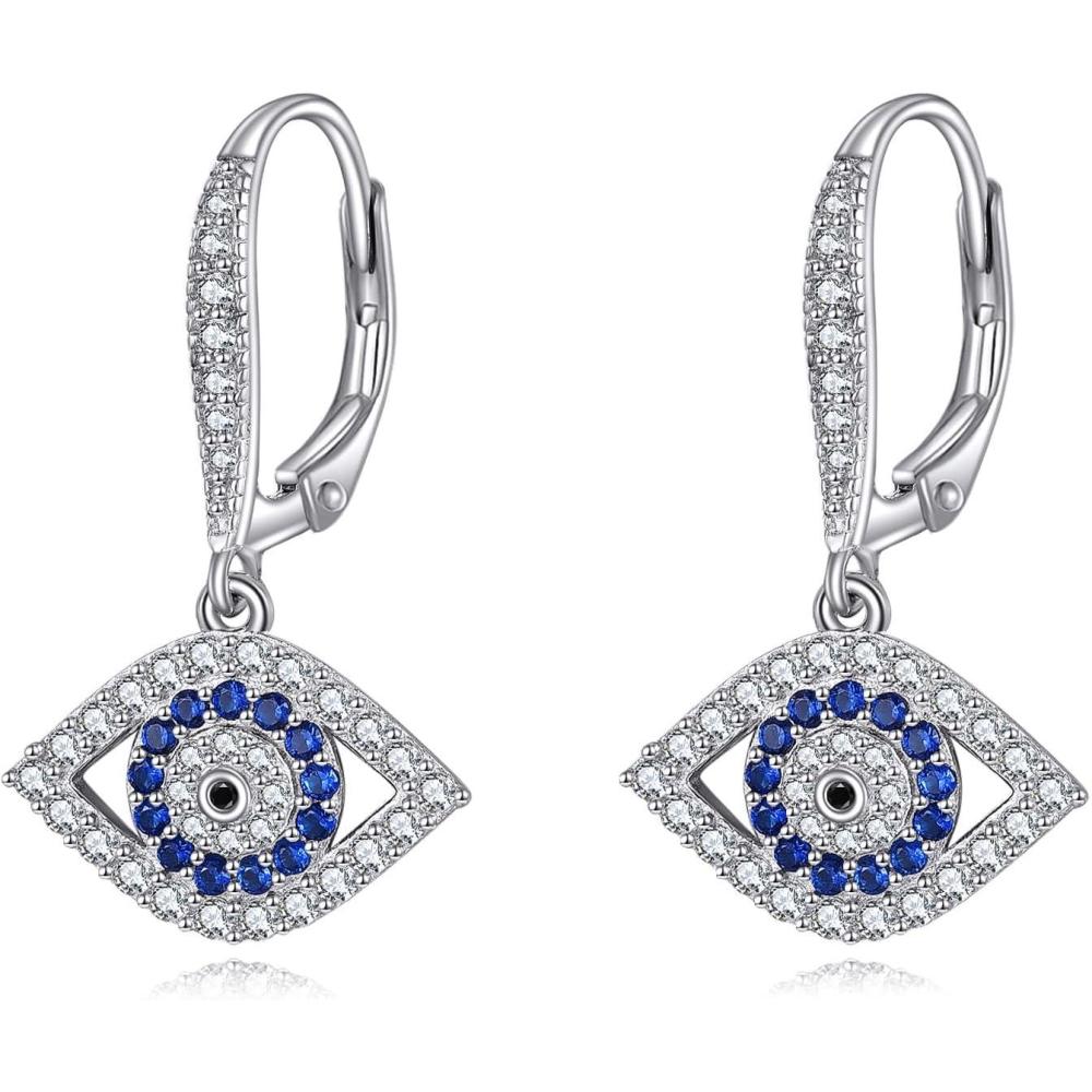 image:imageYFN Evil Eye Earrings for Women Sterling Silver Eye Dangle Earrings Minimalis Jewelry GiftsSilverEvil Eye Earrings Dangle