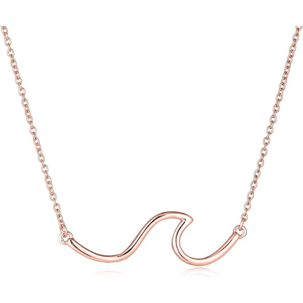 image:imageYFN Wave Necklace Sterling Silver Ocean Wave Necklace Ocean Jewelry Beach Choker Necklace for Women Giftsrose gld
