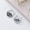 925 Sterling Silver Small Hoop Earrings Hypoallergenic Earring Jewelry for Sensitive Ears(Tree)