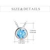 925 Sterling Silver Solitaire Cubic Zirconia Necklace for Women Teen Girls(December – Sea Blue)