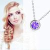 925 Sterling Silver Solitaire Cubic Zirconia Necklace for Women Teen Girls(February – Purple)