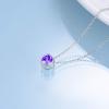 925 Sterling Silver Solitaire Cubic Zirconia Necklace for Women Teen Girls(February – Purple)