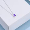 925 Sterling Silver Solitaire Cubic Zirconia Necklace for Women Teen Girls(February – Purple)