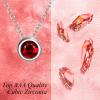 925 Sterling Silver Solitaire Cubic Zirconia Necklace for Women Teen Girls(January – Garnet)