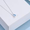 925 Sterling Silver Solitaire Cubic Zirconia Necklace for Women Teen Girls(March – Light Blue)
