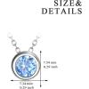 925 Sterling Silver Solitaire Cubic Zirconia Necklace for Women Teen Girls(March – Light Blue)