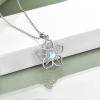 Flower Moonstone Necklace Sterling Silver Sky Flower Pendant Moonstone Jewelry for Women Teen Girls(Flower)