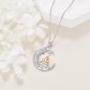 YFN 925 Sterling Silver Book Lover Necklace Reading Pendant for Women Graduation Gift Jewelry for Student Friends Classmate(A02 Moon and Girl)