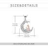 YFN 925 Sterling Silver Book Lover Necklace Reading Pendant for Women Graduation Gift Jewelry for Student Friends Classmate(A02 Moon and Girl)