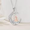 YFN 925 Sterling Silver Book Lover Necklace Reading Pendant for Women Graduation Gift Jewelry for Student Friends Classmate(A02 Moon and Girl)