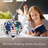 YFN 925 Sterling Silver Book Lover Necklace Reading Pendant for Women Graduation Gift Jewelry for Student Friends Classmate(A04 Abalone Shell)