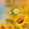YFN Anklets Bracelet for Women Sterling Silver Butterfly Heart Tree Hummingbird Cardinal Anklet Charm Chain Bracelet Beach Foot Jewelry for Women(Sunflower Ankle Bracelets for Women)