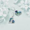 YFN Cat Earrings Sterling Silver Dangle Drop Leverback Earrings Jewelry Gifts for Women(Abalone-Cat Earrings)