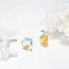 YFN Cat Earrings Sterling Silver Dangle Drop Leverback Earrings Jewelry Gifts for Women(Gold-Cat Earrings)