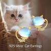 YFN Cat Earrings Sterling Silver Dangle Drop Leverback Earrings Jewelry Gifts for Women(Gold-Cat Earrings)