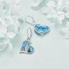 YFN Cat Earrings Sterling Silver Dangle Drop Leverback Earrings Jewelry Gifts for Women(Turquoise-Cat Earrings)
