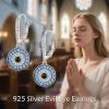 YFN Evil Eye Earrings for Women Sterling Silver Eye Dangle Earrings Minimalis Jewelry Gifts(Silver-Evil Eye Earrings Light Blue)