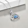 YFN Paw Print Necklace Sterling Silver Dog Cat Charms Pendant Cremation Jewelry Cat Dog Memorial Gifts for Women Girls(Blue Opal)